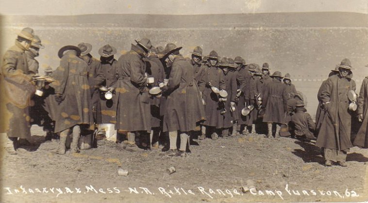 Infantry Mess, N.R. Rifle Range, Camp Funston, 62.

Photo courtesy of Kim Fowles.