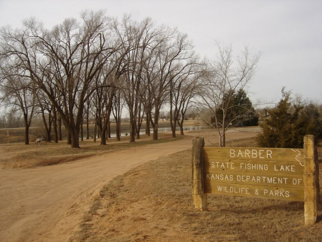 Entrance to Barber County State Fishing Lake Park, Medicine Lodge, Kansas.

Photo by Nathan Lee, October 2006.