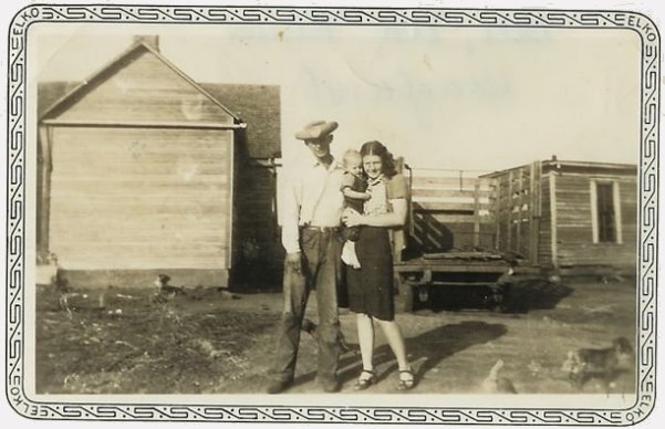 Raymond Harold 'Bill' Hoagland, Eva Hoagland and their son Ronnie Hoagland.

Taken at the McCoy Place west of Medicine Lodge which was owned by Cliff Hoagland.

Photo courtesy of Ronnie Hoagland and Kim (Hoagland) Fowles.