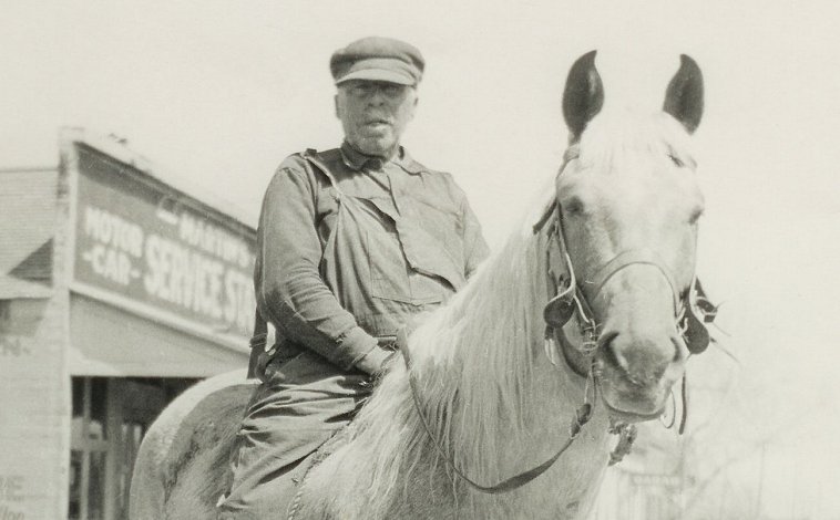 Bill Horn riding his horse, Silver.

Photo from the collection of Carol (Lake) Rogers, courtesy of Kim Fowles.