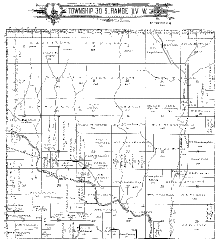 Township 30 South, Range XV W, 56h P.M., Barber County, Kansas.

From the 'Standard Atlas of Barber County Kansas', 1905.

Map courtesy of Kimberly (Hoagland) Fowles.