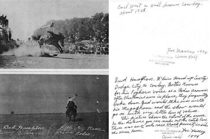 Top photo: Earl West, about 1925. Bottom photo: Bud Hampton. McLain's Roundup. Photo by Homer Venters, from the collection of Brenda McLain. Caption by Joe Massey.