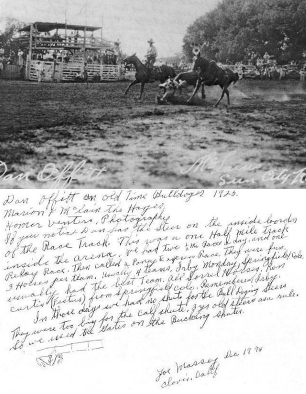 Dan Offitt at McLain's Roundup, 1925. Photo by Homer Venters, from the collection of Brenda McLain. Caption by Joe Massey.