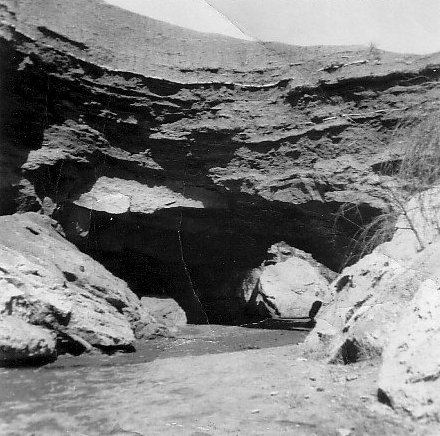 Natural Bridge near Sun City, Kansas, circa 1955.  

Photo from the collection of Myrna Henson Russ, courtesy of Bonnie (Garten) Shaffer.