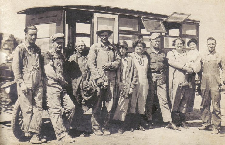 Gypsum quarry or mill workers with some family members in front of a bus near Sun City, Kansas

Photo from the collection of Beth (Larkin) Davis.

CLICK HERE to view larger image.