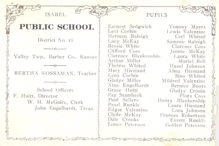 Cover of Souvenir booklet, Isabel Public School, 1911, Barber County, Kansas.