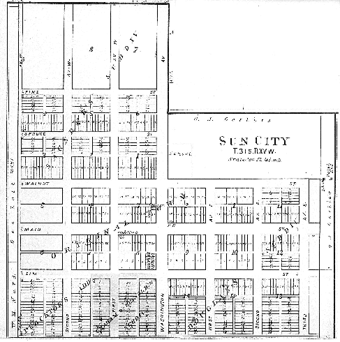 Plot Map of Sun City, Barber County, Kansas. 

From the 'Standard Atlas of Barber County Kansas', 1905.

Map courtesy of Kimberly (Hoagland) Fowles.

CLICK HERE to see a HUGE image of this map.