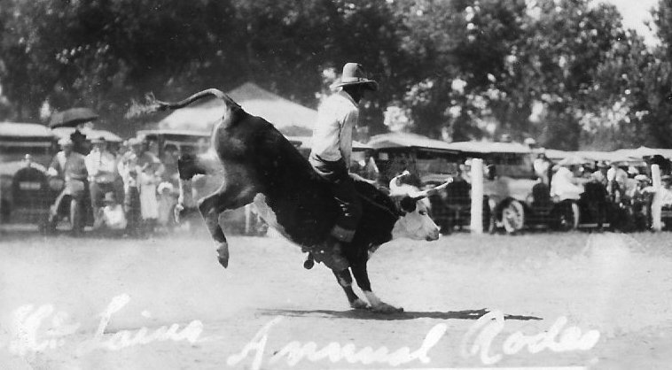 Bull Rider, McLain Roundup, Sun City, Barber County, Kansas.   Photo by Homer Venters, courtesy of his great-nephew, Mike Venters. 