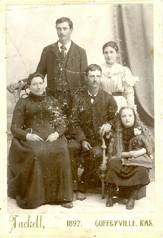 John & Sarah Young are sitting. Standing behind them are Allen Allison (Sarah's son) and his wife Elizabeth. Pearl Young is the young girl in the photo - age 5.

Photo courtesy of Sandra Pugh.

CLICK HERE to view larger image.