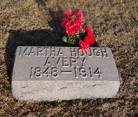 Gravestone for Martha Hough Avery,

Crown Hill Cemetery, Comanche County, Kansas.

Photo by Bobbi (Hackney) Huck.