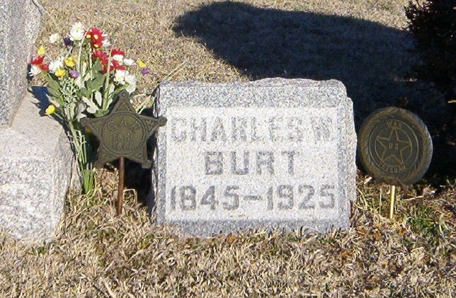 Gravestone for  Charles Warren Burt,

Crown Hill Cemetery, Comanche County, Kansas.

Photo by Bobbi (Hackney) Huck.