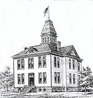 The 1886 Comanche County Court House, destroyed by fire in November 1921. Photo published 21 Nov 1921 in The Western Star, courtesy of Shirley Brier.