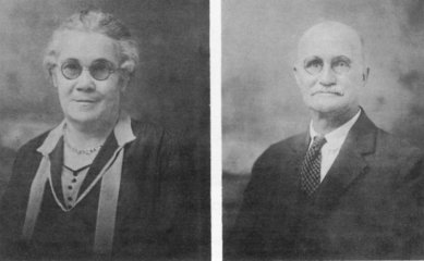 At left: Elida (Heaton) Oller.  At right: William Oller.  Comanche County, Kansas. Photo from the Diamond Jubilee Historical Souvenir Program. Coldwater, KS: Western Star, 1959.