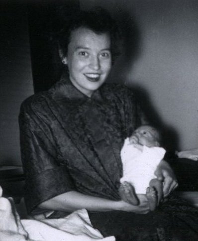 Loren David Ferrin with his mother, Dorothy Elizabeth (Banker) Ferrin, soon after his birth 22 April 1953. Coldwater Hospital, Comanche County, Kansas.