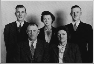 Ernest and Nellie (Barnett) Ferrin with their children: from left: Wendel Gene Ferrin, Helen Aurelia Ferrin, Delmer Lee Ferrin.