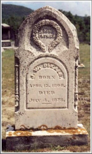 Gravestone for J.W. DeKalb,  North Jay Cemetery, North Jay, Essex County, New York.  Photo by Gerald Desko.