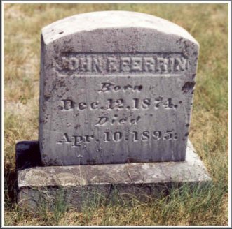 Gravestone for John E. Ferrin,  North Jay Cemetery, North Jay, Essex County, New York.  Photo by Gerald Desko.