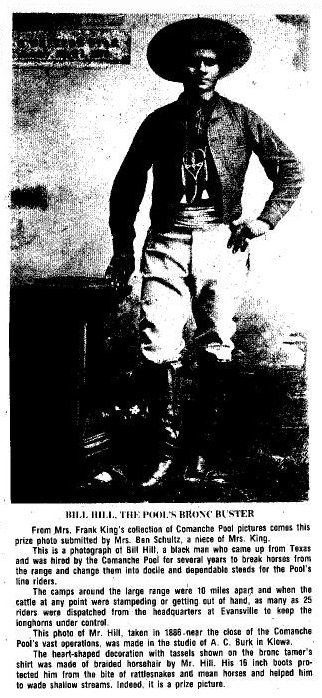 Bill Hill, a cowboy in the Comanche Pool ranching operation, Comanche County, Kansas.  Photo from the collection of Phyllis Scherich.