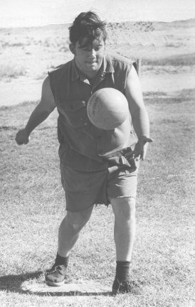 PH2 Mike Hubbard,  the National Parachute Test Range, at PH1 Bill Nolta's NPTR retirement party. Photo by PHAN Jerry Ferrin.