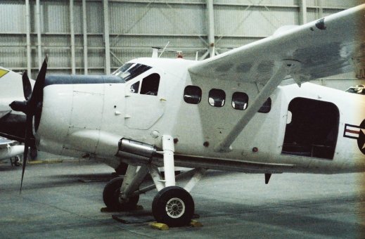 De Havilland Otter, DHC-3,  military (Navy) designation is NU-1B. Main hanger at the National Parachute Test Range, El Centro, California.

Photo by Pat 'Smitty' Smith.