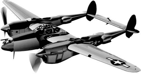 A P-38 fighter of the type flown by 1st Lt. Donald G. White, USAAF, World War II.