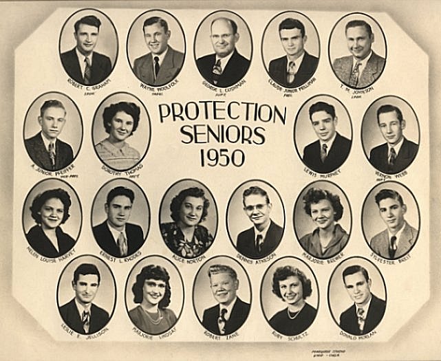 Protection, Kansas, High School Seniors, 1950. Photo from the collection of Alice Lorene (Norton) Bergeman