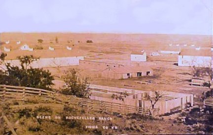 The Rockefeller Ranch near Belvidere, Kiowa County, Kansas, from an old postcard.