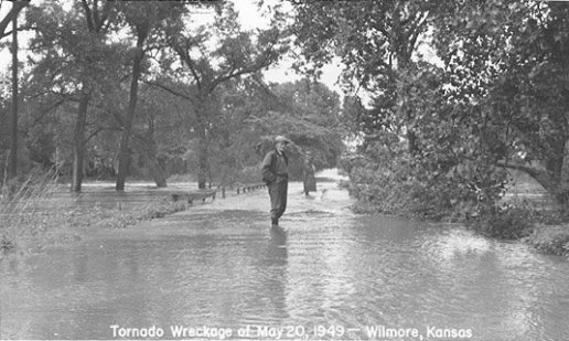 Tornado wreckage of May 20, 1949. Wilmore, Comanche County, Kansas. Photo by John Edward (Ed) Schrock, used with permission of Janet Schrock Hubbard.