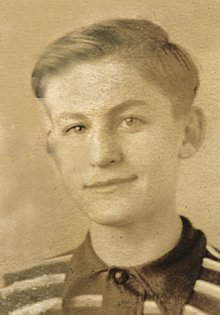 Wesley Smith, 8th grade, 1940-41. Photograph from the collection of Wendel G. Ferrin. This photo is from a page titled My School Chums in a scrapbook of photos of class mates in Wilmore, Kansas.