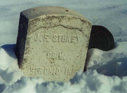 Gravestone of J.F. Stukey, Civil War Veteran, Crown Hill Cemetery near Coldwater, Comanche County, Kansas.  Photograph by Bobbi (Hackney) Huck.