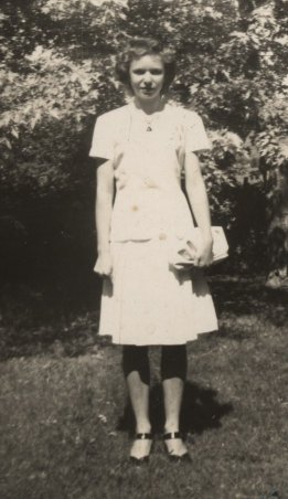 Marie Trummel of Wilmore, Ks, about 1946.  Photograph by Wendel G. Ferrin. 