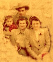 Clockwise: Wendel Ferrin, in hat; his mother, Nellie Mae Barnett Ferrin; his wife, Alice Ferrin, and his first son, Darrell Gene Ferrin.