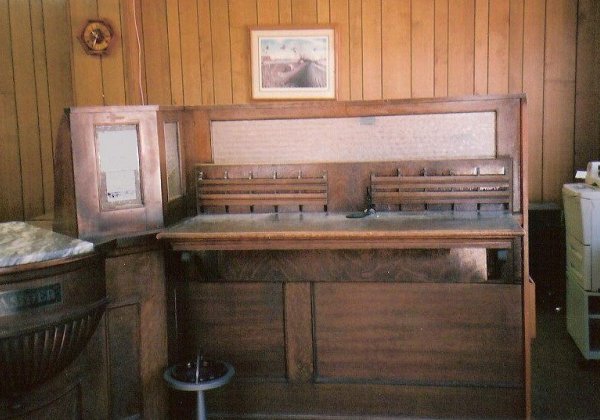 Counter beside Teller's Windows, Wilmore Bank, Wilmore, Kansas. 

Photo courtesy of Nancy Smith.