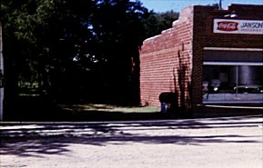 The lot between the bank and the Janson grocery store where the robbers were thought to have parked their vehicle during the robbery.