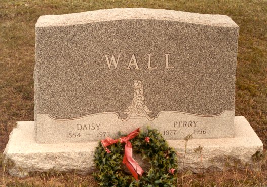 Gravestone of Perry & Daisy Wall,

Wilmore Cemetery, Wilmore, Comanche County, Kansas. 

Photo by John Edward (Ed) Schrock, 
used with permission of Janet Schrock Hubbard.