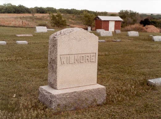 Thomas Arthur Wilmore's gravestone, Wilmore Cemetery, Wilmore, Comanche County, Kansas. Photo by John Edward (Ed) Schrock, used with permission of Janet Schrock Hubbard.