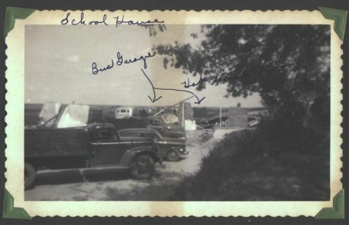 Aftermath of the May 20, 1949, tornado which hit Wilmore, Kansas. Photograph by J.R. & Gloria Cline, from the collection of Rhonda Nickel.