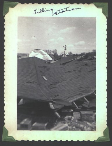 Aftermath of the May 20, 1949, tornado which hit Wilmore, Kansas. Photograph by J.R. & Gloria Cline, from the collection of Rhonda Nickel.