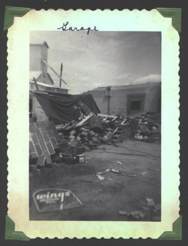 Aftermath of the May 20, 1949, tornado which hit Wilmore, Kansas. Photograph by J.R. & Gloria Cline, from the collection of Rhonda Nickel.