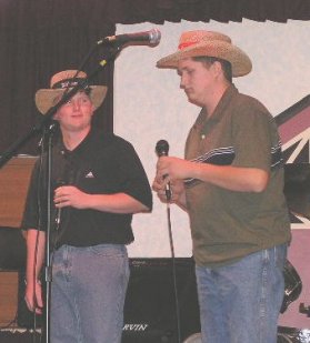 Chris Metzger, at left, and Zack Ellis perform at the November 1, 2003, Wilmore Opry.