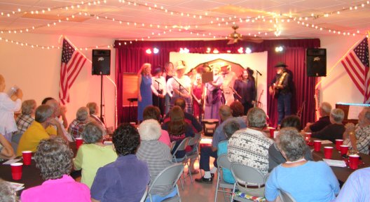 The Free Staters are joined on stage by the other evening's performers for the Wilmore Opry 