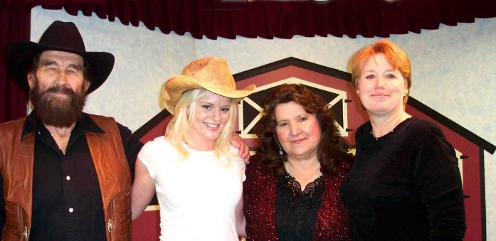 From left: Dan Winter, Heather Shelley, Linda Winter and Vanita Blundell, at the October 2nd, 2004, Wilmore Opry. 

CLICK HERE to visit Heather Shelley's web page.