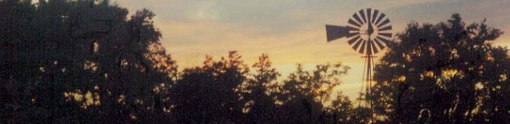 Windmill and trees at sunset.  Photograph by Bobbi Huck.