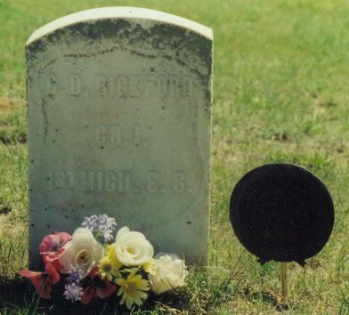 Gravestone of Charles Daniel Bickford, Crown Hill Cemetery near Coldwater, Comanche County, Kansas.  Photograph by Bobbi (Hackney) Huck.