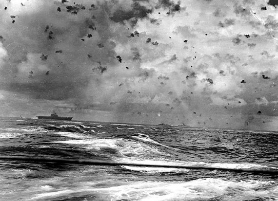 The U.S.S. Enterprise in action during the Battle of Santa Cruz Islands, 26 Oct 1942.

CLICK HERE TO VIEW LARGER IMAGE.