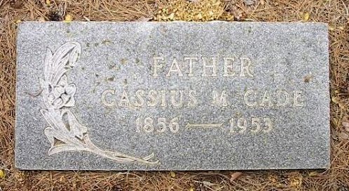 Gravestone for Cassius Marcellus Cade, Memory Lane Cemetery, Anadarko, Caddo County, Oklahoma.

Photo courtesy of Mel Owings, Caddo County Genealogical Society lookup volunteer.