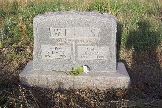 Irving & Livonia Wells.  Gravestone in Aetna Cemetery, Barber County, Kansas. Photo courtesy of Phyllis Scherich.