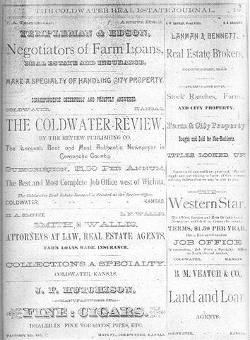 Coldwater Real Estate Journal, July 1887.  Courtesy of Shirley Brier.