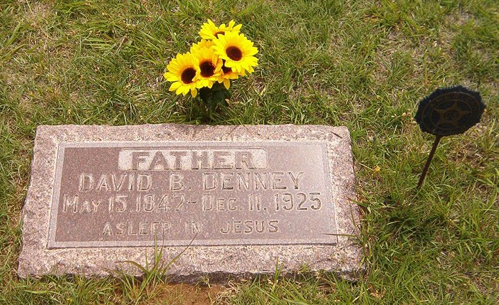 Gravestone for David B. Denney,

Protection Cemetery, Comanche County, Kansas.

Photo by Bobbi (Hackney) Huck.