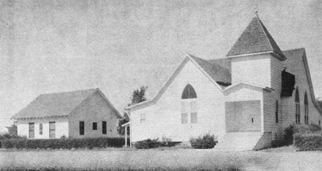 Antioch Church, Comanche County, Kansas. Photo from the Diamond Jubilee Historical Souvenir Program. Coldwater, KS: Western Star, 1959.